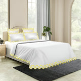 Imaginary Scallop 400TC Cotton Embroidery Sateen Solid Duvet Cover Set