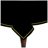 Single Embroidery Border Sateen Cotton Solid Table Cloth - Black