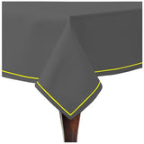 Single Embroidery Border Sateen Cotton Solid Table Cloth - Dark Grey