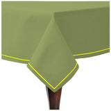 Single Embroidery Border Sateen Cotton Solid Table Cloth - Sage