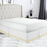 400TC Sateen Solid Cotton Triple Embroidered Tailored Bed Skirt