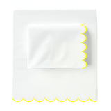 Allena 400TC Cotton Scallop Embroidery Sateen Solid Sheet Set