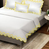Imaginary Scallop 400TC Cotton Embroidery Sateen Solid Duvet Cover Set