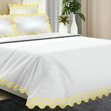 Imaginary Scallop 400TC Cotton Embroidery Sateen Solid Duvet Cover Set