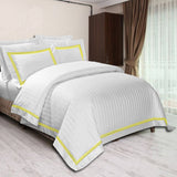 400TC Cotton Double Edge Embroidery Sateen Stripe Duvet Cover Set
