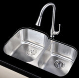 Moore Series 15.75 in. Undermount Double Bowl 16 Gauge Brushed Satin Finish Stainless Steel Kitchen Sink with Drain