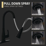 Sifo Hands Free Touchless 1-Handle Pull-Down Sprayer Kitchen Faucet with Motion Sense and Fan Sprayer
