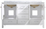 ANZZI Chateau 60" Double Vanity Set (36" H), Handmade Wood Cabinet, Carrara Marble Countertop, Soft-Close Storage, Paladin Protection Finish, Multiple Cabinet Colors
