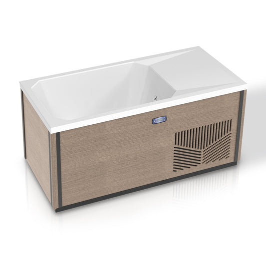 Iroquois 67 in. 1-Person Mono-Jet All-in-One Cold Plunge Ice Bath/Hot Tub with Built-in Chiller/Heater in Chestnut