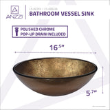 Posh Series 17 in. Bathroom Vessel Sink with Scratch-Tough and Stain-Resistant Surface in Celestial Earth Glass