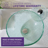Choir Series 17 in. Round Bathroom Vessel Sink in Crystal Clear Mosaic Glass with Matching Chrome Waterfall Faucet