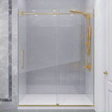 Madam Series 56 to 60 in. x 76 in. Frameless Sliding Shower Door with Clear or Tinted Tempered Glass and Tsunami Guard
