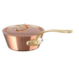Mauviel M'Heritage M'200 B Splayed Saute Pan With Lid, Brass Handle, 3.6-Qt