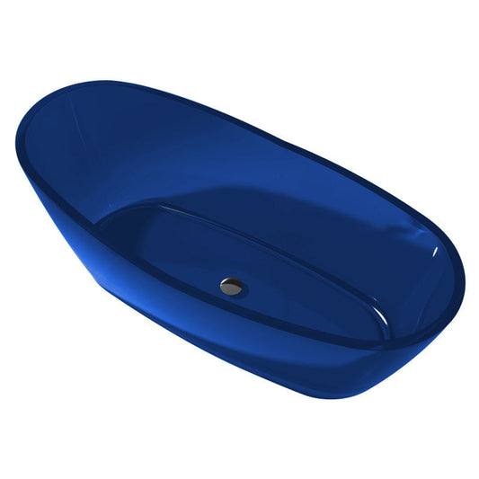 Ember 5.4 ft. Solid Surface Center Drain Freestanding Bathtub in Regal Blue