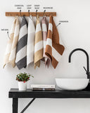 Zero-waste striped linen tea towel in Woodrose