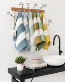 Zero-waste striped linen tea towel in Gray blue