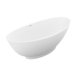 Masoko Series 74 in. x 34 in. Flat Bottom Solid Surface Freestanding Soaking Bathtub with Center Drain in Matte White