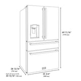 ZLINE Autograph Edition 36" 4-Door French Door Refrigerator, Water, Ice Dispenser, Stainless Steel, Polished Gold Square Handles RFMZ-W-36-FG
