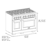 ZLINE 48"Gas Range, Convection Gas Oven, DuraSnow® Black Matte, Champagne Bronze SGRSZ-BLM-48-CB