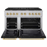 ZLINE 48"Gas Range, Convection Gas Oven, DuraSnow® Black Matte, Champagne Bronze SGRSZ-BLM-48-CB