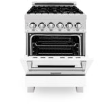 ZLINE 24" Professional Dual Fuel Range, Matte White Door, RA-WM-24