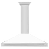 ZLINE 48" Stainless Hood, White Matte, Stainless Handle KB4STX-WM-48