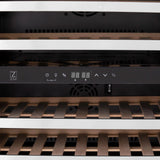 ZLINE 24" Autograph Edition Dual Zone 44-Bottle Wine Cooler in Stainless Steel with Wood Shelf and Champagne Bronze Accents RWV-UD-24-CB