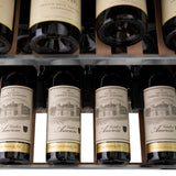 ZLINE 24" Autograph Edition Dual Zone 44-Bottle Wine Cooler in Stainless Steel with Wood Shelf and Champagne Bronze Accents RWV-UD-24-CB