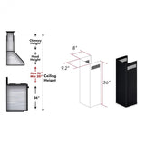ZLINE 1-36" Chimney Extension, 9'-10' Ceiling, 1PCEXT-BSKBN