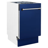 ZLINE 18" Dishwasher in Blue gloss panel, Stainless Tub, DWV-BG-18