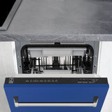 ZLINE 18" Dishwasher in Blue matt panel, Stainless Tub, DWV-BM-18