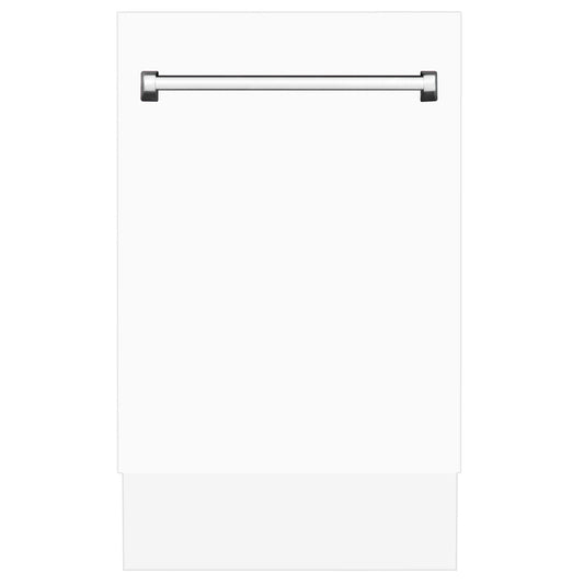 ZLINE 18" Dishwasher, White Matte panel, Stainless Tub, DWV-WM-18