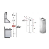 ZLINE 2 Piece Chimney Extension for 12' Ceiling, 2PCEXT-667/697-304