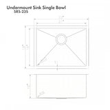 ZLINE 23" Undermount Single Bowl Sink DuraSnow Stainless Steel, SRS-23S