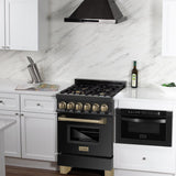 ZLINE 24" Autograph Dual Fuel Range Black Stainless, Bronze RABZ-24-CB