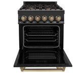 ZLINE 24" Autograph Dual Fuel Range, Black Stainless, RABZ-24-CB