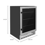 ZLINE 24" Autograph Edition 154 Can Beverage Cooler Fridge with Adjustable Shelves in Stainless Steel with Matte Black Accents RBVZ-US-24-MB