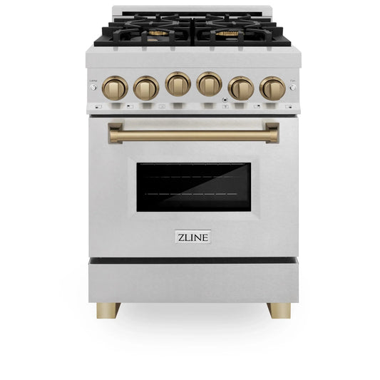 ZLINE 24" Autograph Gas Range Gas, DuraSnow, RGSZ-SN-24-CB