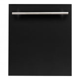ZLINE 24" Dishwasher Black Matte with Stainless Steel Tub, DW-BLM-H-24