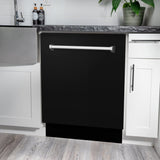 ZLINE 24" Dishwasher in Black Matte panel, Stainless Tub, DWV-BLM-24