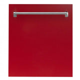 ZLINE 24" Dishwasher in Red Gloss, Stainless Tub, Traditional Handle, DW-RG-24