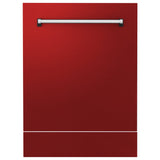 ZLINE 24" Dishwasher in Red Matt panel, Stainless Tub, DWV-RM-24