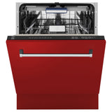 ZLINE 24" Dishwasher in Red Matt panel, Stainless Tub, DWV-RM-24
