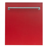 ZLINE 24" Dishwasher in Red Matte, Stainless Tub, Traditional Handle, DW-RM-24