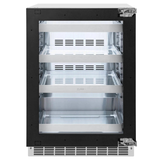 ZLINE 24 in. Touchstone 151 Can Beverage Fridge With Panel Ready Glass Door RBSPO-24