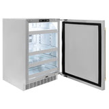 ZLINE 24 in. Touchstone Beverage Fridge, Solid Stainless Door, Champagne Bronze Handle RBSOZ-ST-24-CB