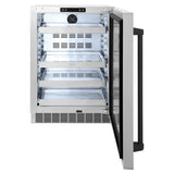 ZLINE 24 in. Touchstone Beverage Fridge, Solid Stainless Door, Matte Black Handle RBSOZ-ST-24-MB