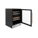 ZLINE 24" Monument Autograph Edition Dual Zone 44-Bottle Wine Cooler in Stainless Steel with Champagne Bronze Accents RWVZ-UD-24-CB