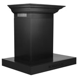 ZLINE 24" Wall Range Hood, Black Stainless, with Crown, BSKENCRN-24