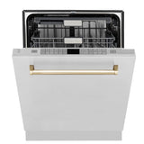 ZLINE 24"Autograph Dishwasher, Stainless, Accent Handle, DWMTZ-304-24-G